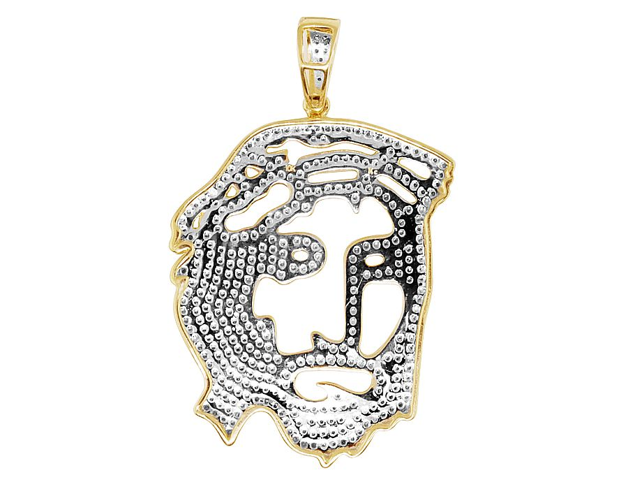Jesus Digital Face Yellow Gold Lab Grown Diamond Pendant