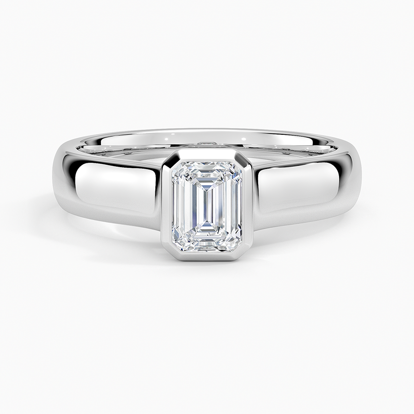1/2 CT Emerald Bezel Set Lab Grown Diamond Gold Ring