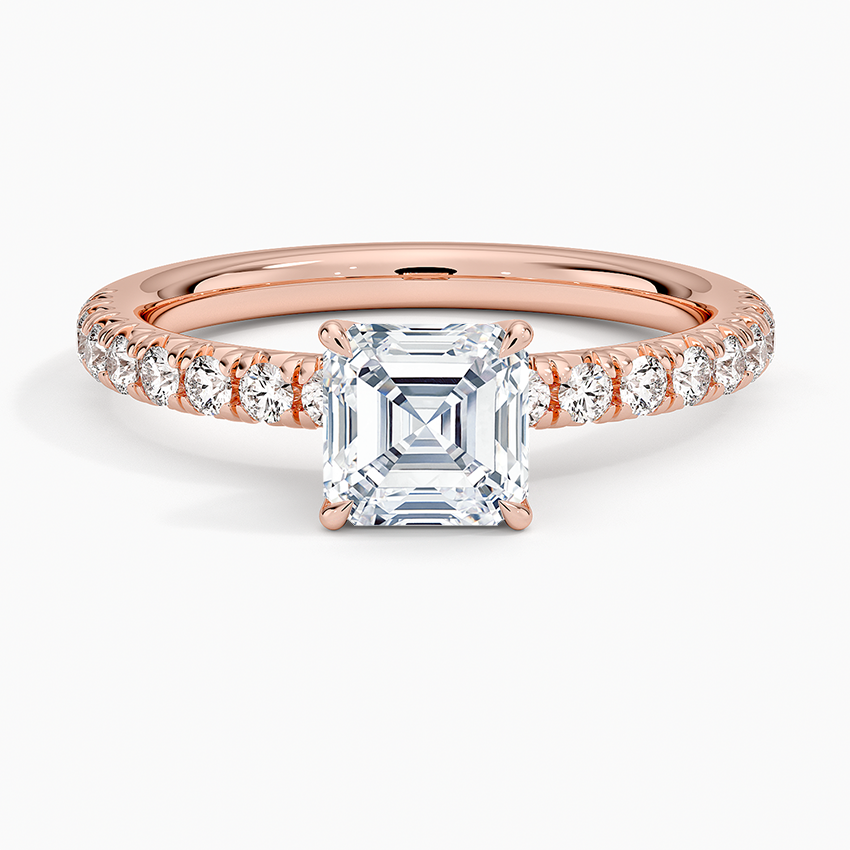 1 CT Asscher Cut Lab Grown Diamond Solid Gold Ring