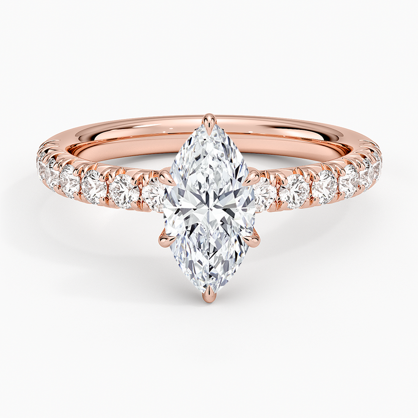 1 CT Lab Grown Diamond Half Eternity Marquise Solitaire Ring