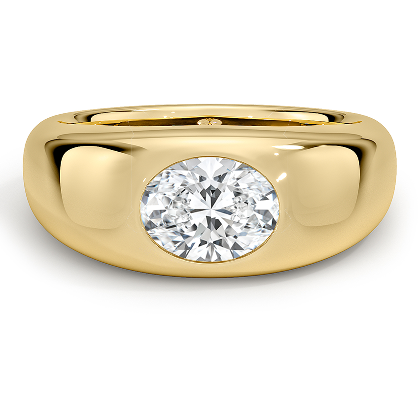 1 CT Lab Grown Diamond Bezel Dom Solitaire Engagement Ring