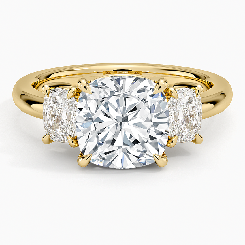 2 1/2 CT Cushion Cut Lab Grown Diamond 3 Stone Ring