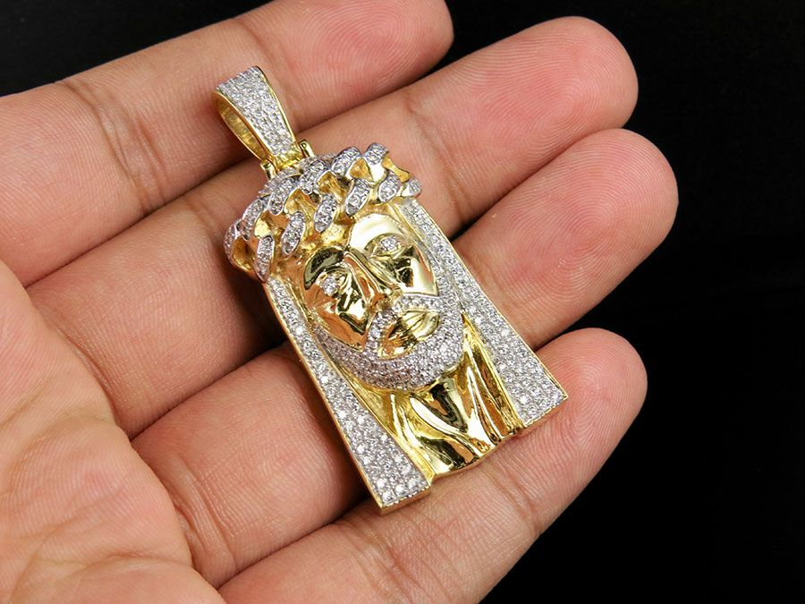 Jesus Cuban Crown Gold Lab Grown Diamond Pendant