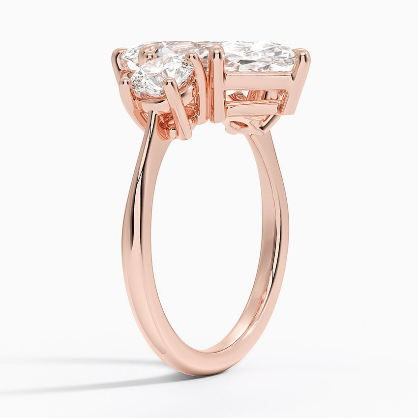 3 CT 3 Stone Lab Grown Diamond 18k Solid Gold Engagement Ring