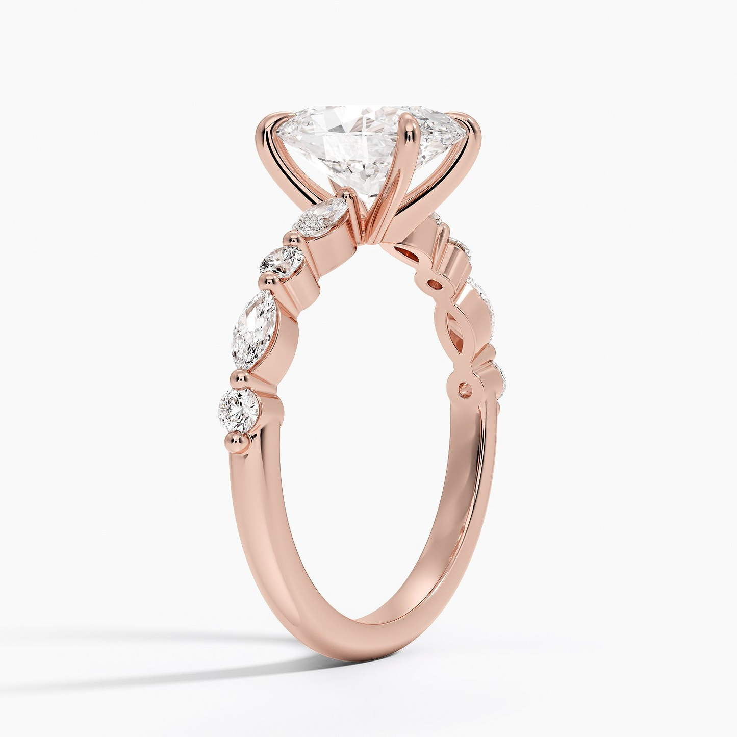 3/4 CT Halg Eternity Oval Lab Grown Diamond Engagement Ring