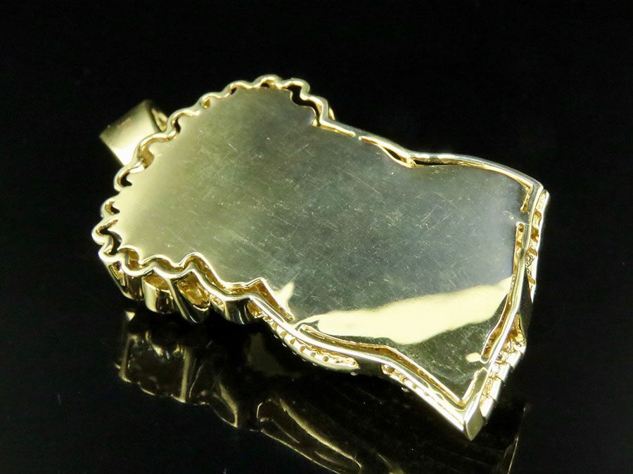 10K Yellow Gold Solitaire Bezel Crown Jesus Pendant