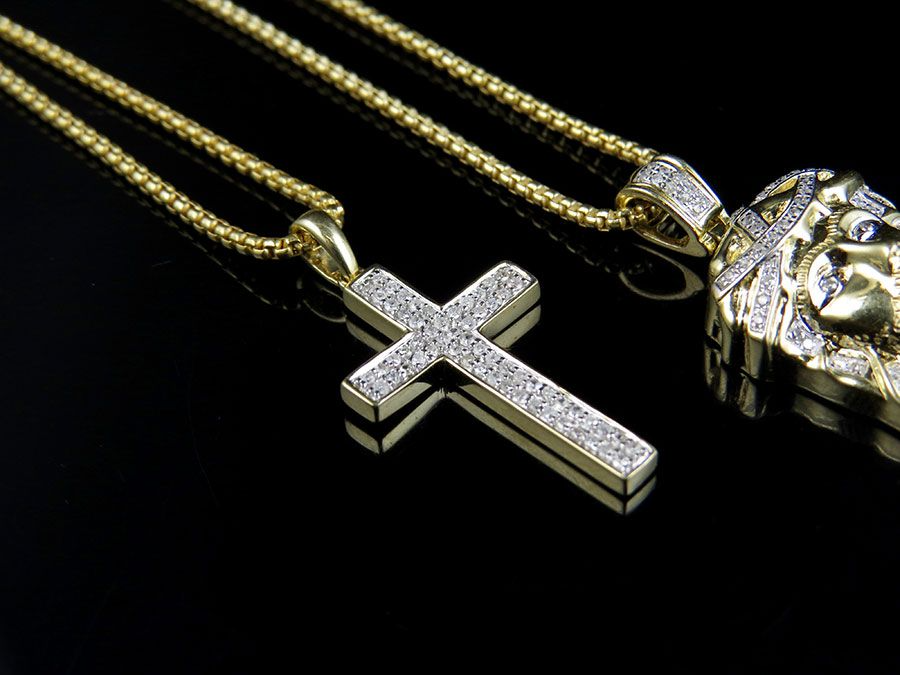 Jesus Cross Lab Grown Diamond Solid Gold Pendant