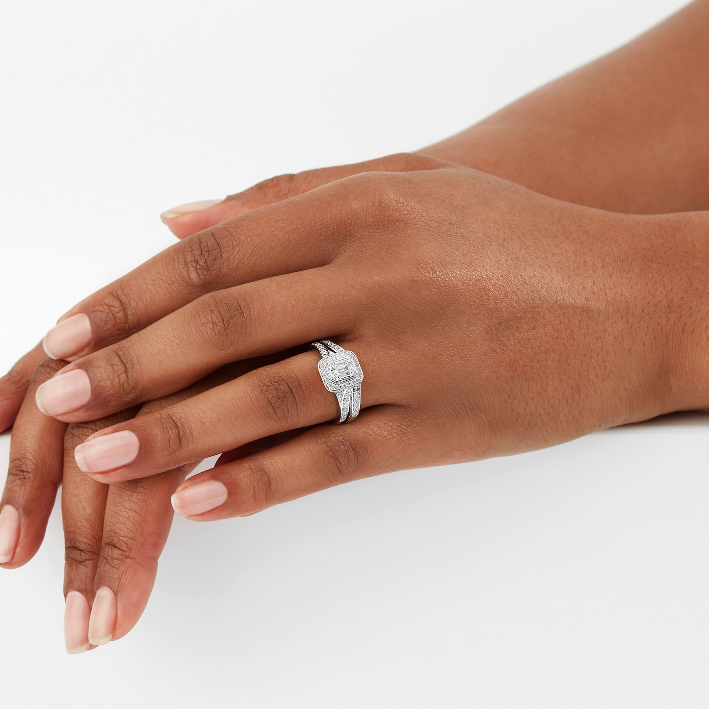 White Gold Lab Diamond Bridal Set For Women