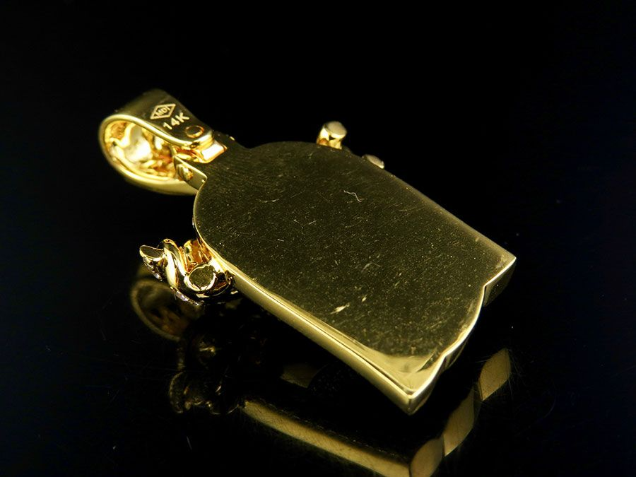 14K Yellow Gold Lab Grown Diamond Jesus Face Pendant