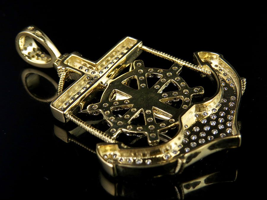 Anchor Crucified Jesus Lab Grown Diamond Gold Pendant