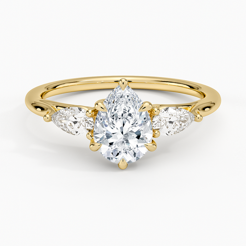 1 CT Pear Cut Lab Grown Diamond 3 Stone Engagement Ring