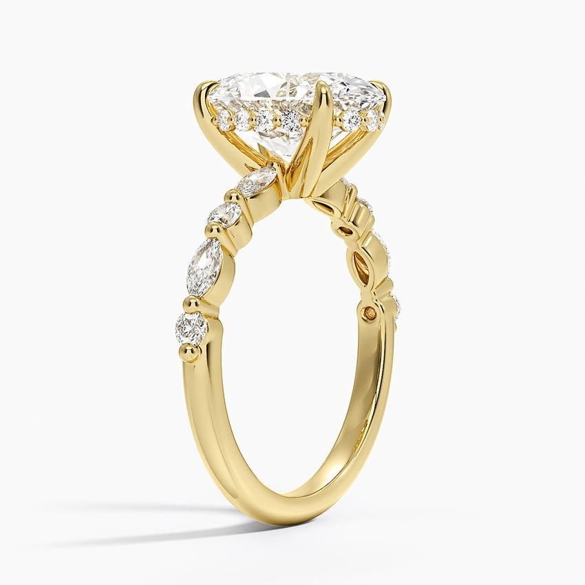 3 CT Half Eternity Lab Grown Diamond Hidden Halo Ring