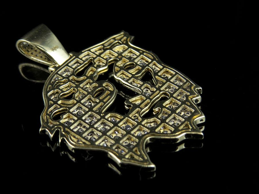Lab Grown Diamond Jesus Digital Face Charm Gold Pendant