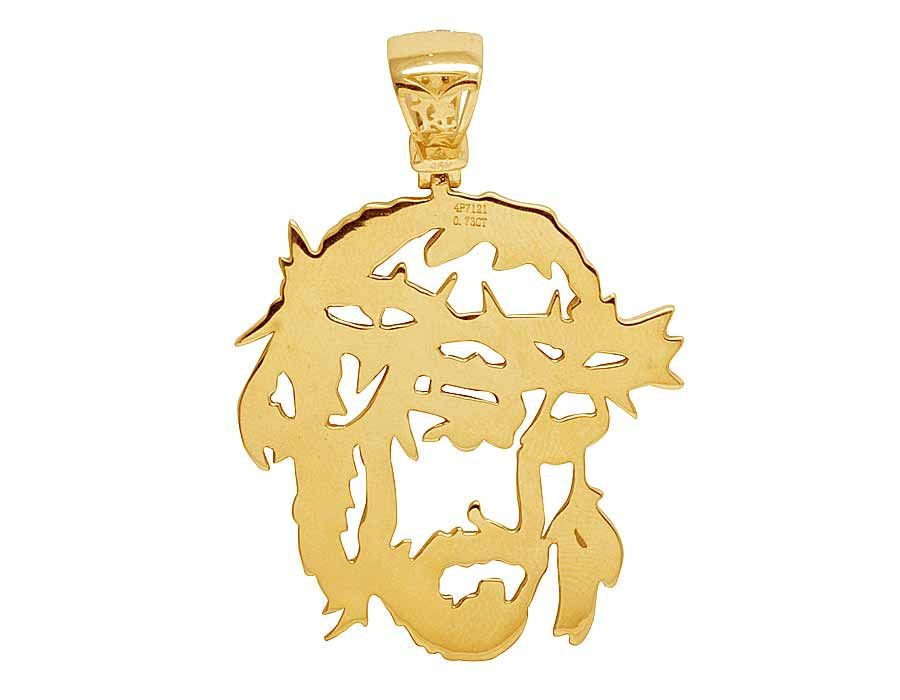 10K Gold Jesus Face Cutout Lab Grown Diamond Charm Pendant
