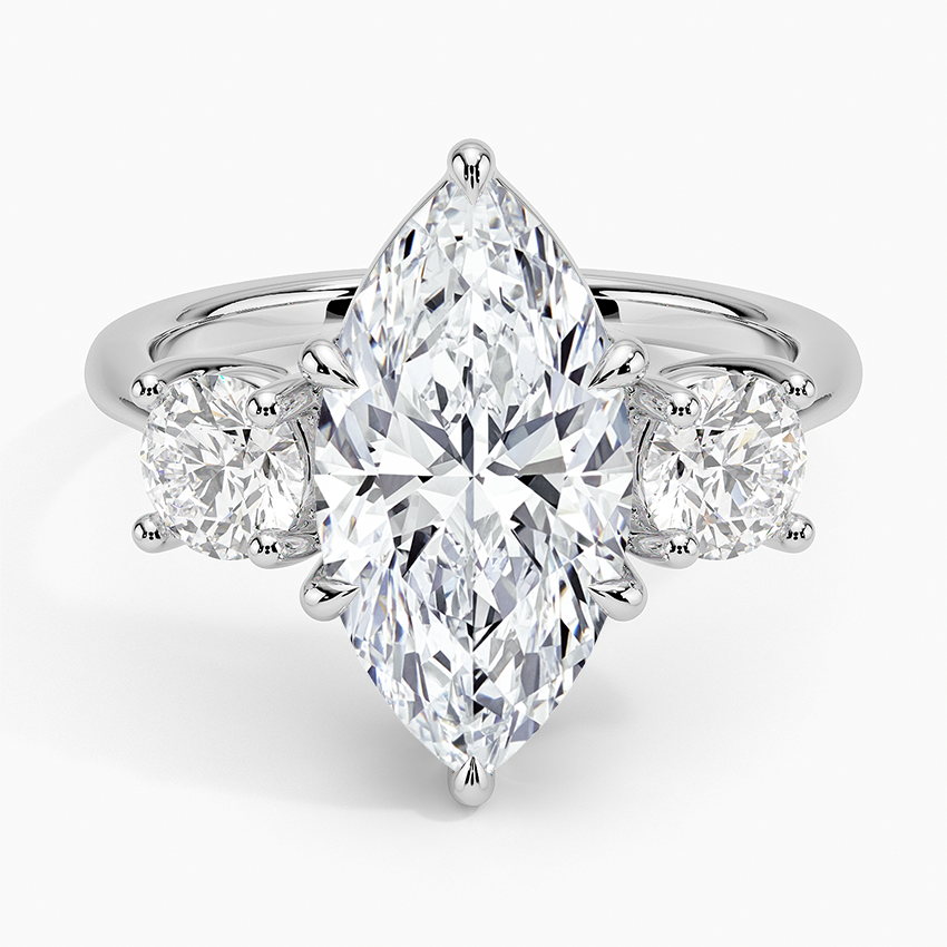 3 CT 3 Stone Lab Grown Diamond 18k Solid Gold Engagement Ring
