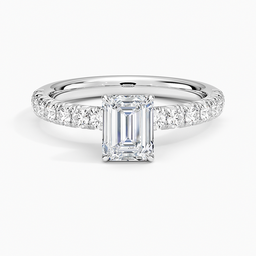 2 CT Lab Ground Diamond Half Eternity Emerald Ring