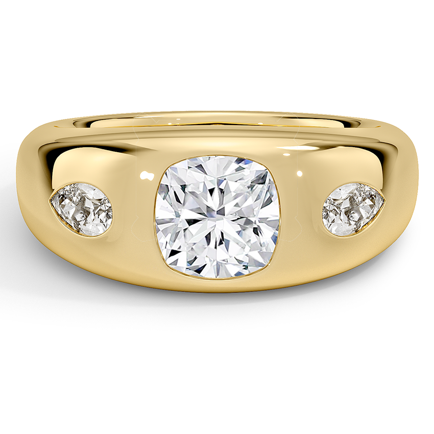 1 1/2 CT 18K Gold Lab Grown Diamond Dom Bezel Ring