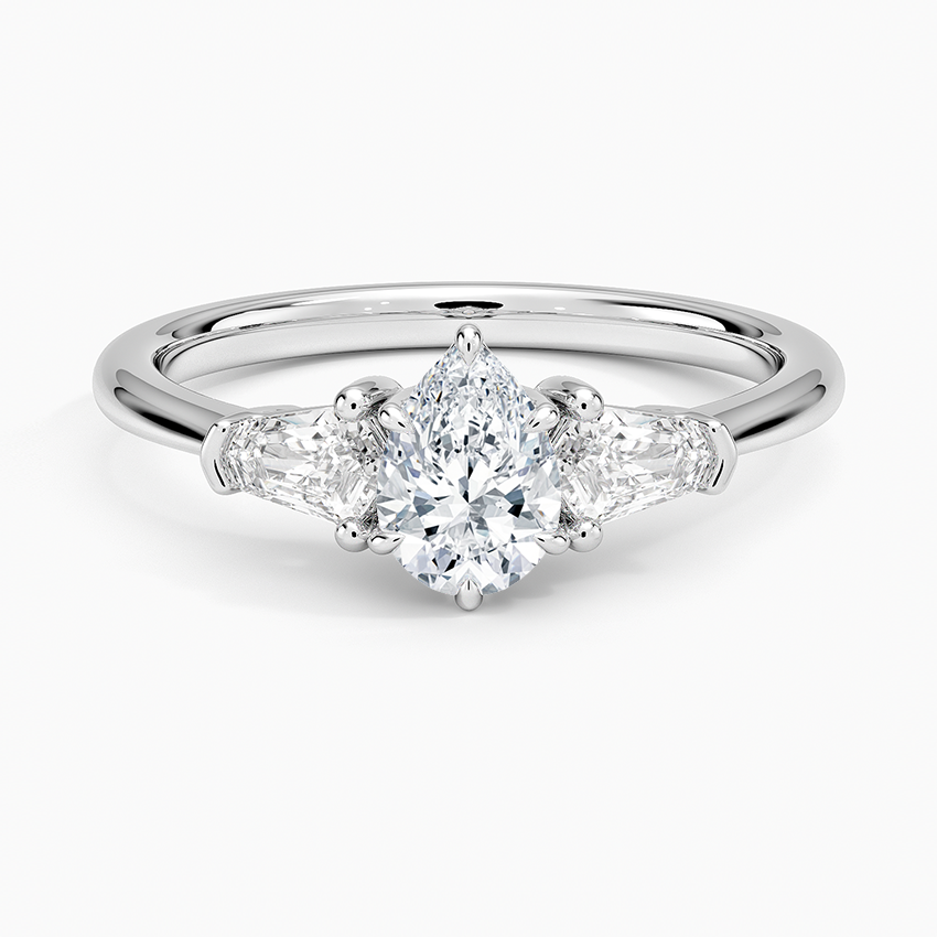 1/2 CT 3 Stone Lab Grown Diamond Pear Cut Engagement Ring