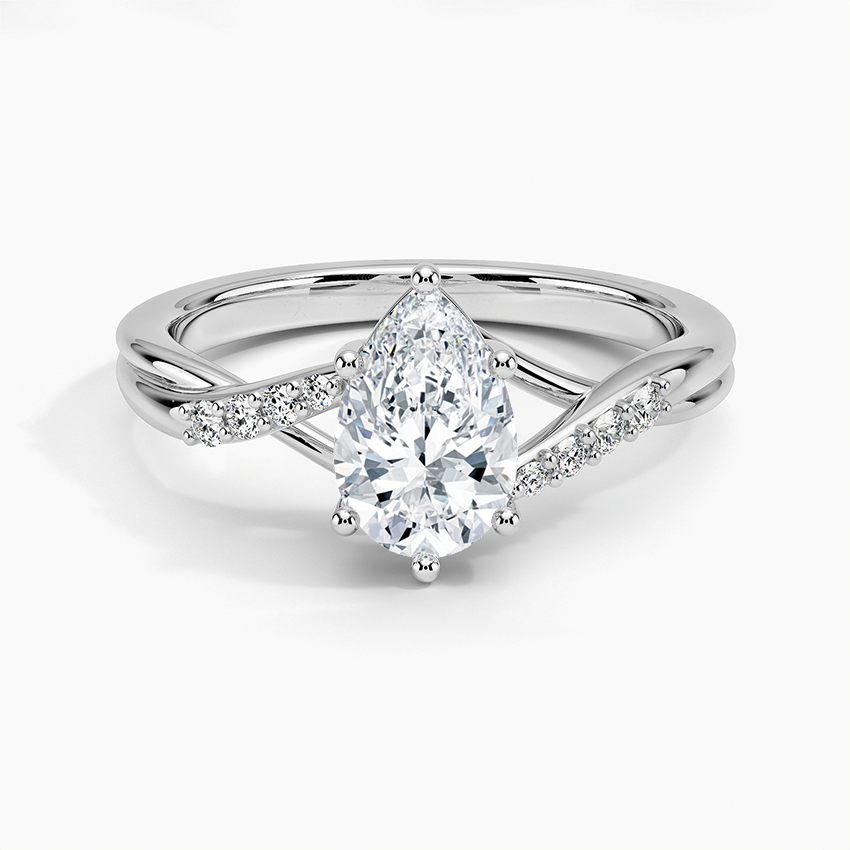 1 CT Lab Grown Diamond Pear Cut Twisted 18k Gold Ring