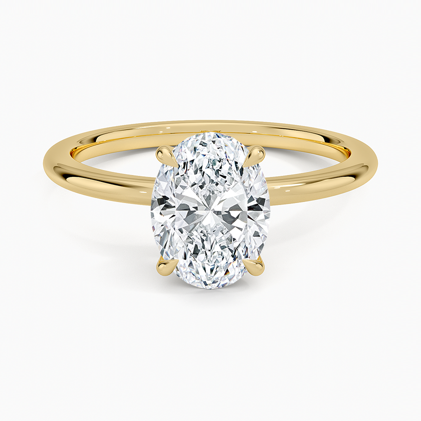 1 1/2 CT 1.5mm Ring Lab Grown Diamond Yellow Gold Solitaire Engagement Ring