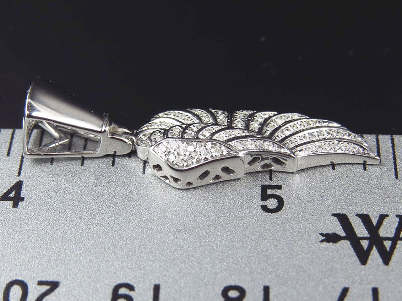 1.25" 10K White Gold Lab Grown Diamond Mini Angel Wing Pendant