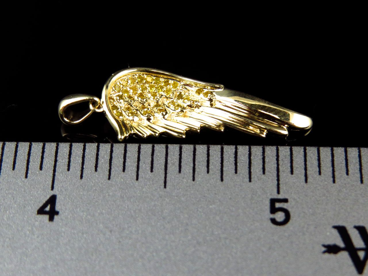 1.25" 10K Yellow Gold Canary Lab Grown Diamond Angel Wing Pendant