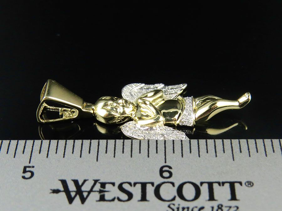 10K Yellow Gold Lab Grown Diamond Praying Angel Pendant
