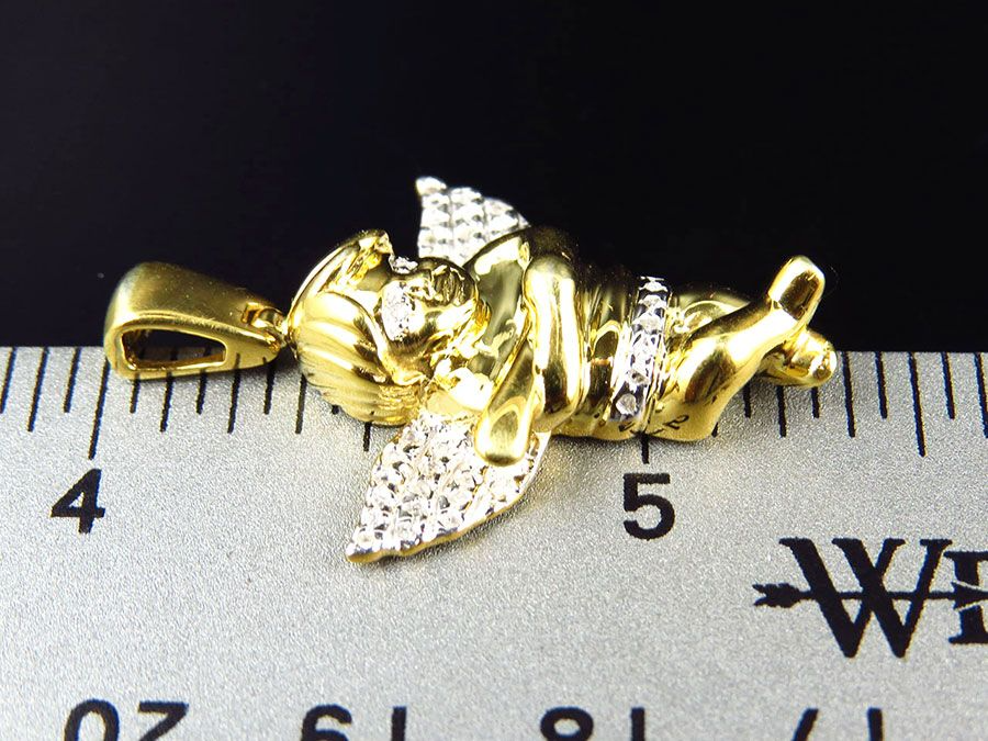 0.10 CTW Yellow Gold Lab Grown Diamond Chubby Angel Charm Pendant