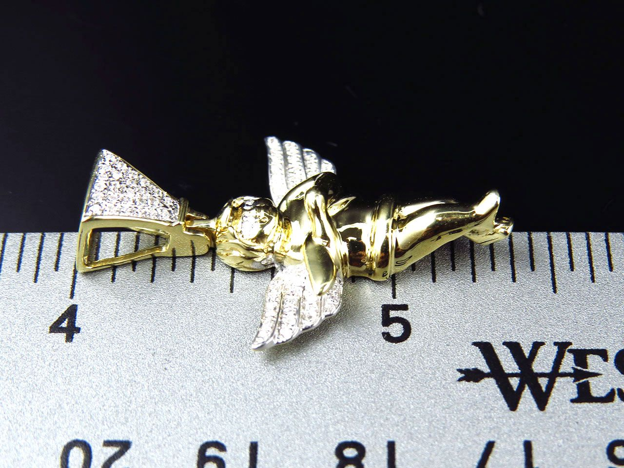 1.5" 10K Yellow Gold Lab Grown Diamond Happy Angel Pendant