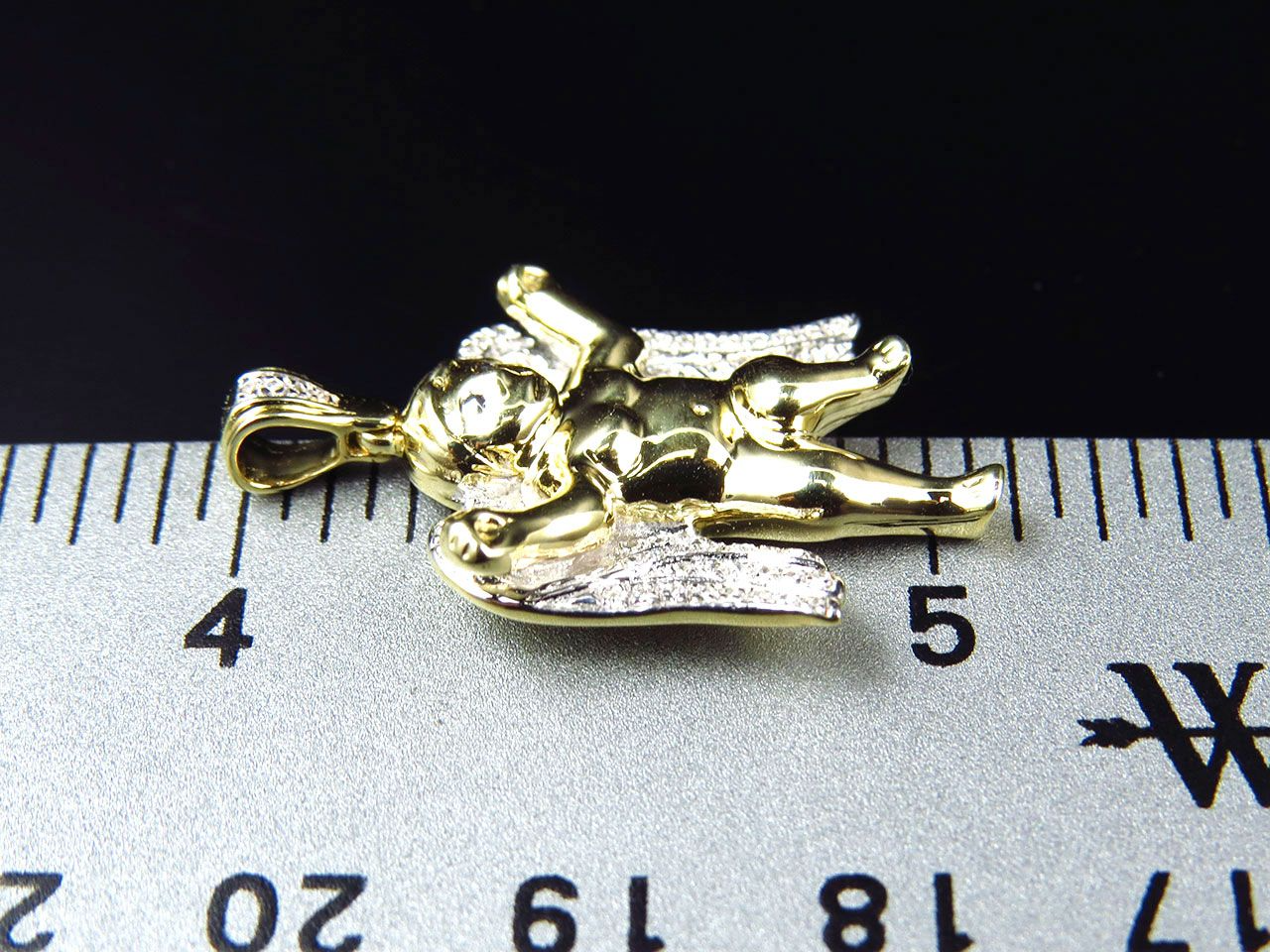 1" 10K Yellow Gold Lab Grown Diamond Dancing Angel Charm pendant