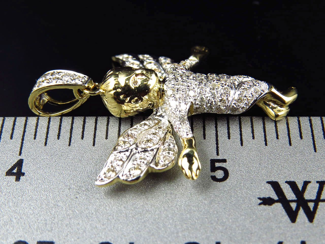 1.5" White Gold Finished 3D Halo Angel Lab Grown Diamond Pendant