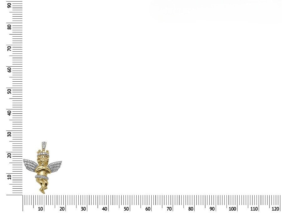 1.2" Yellow Gold Lab Grown Diamond Consoling Crown Angel Pendant