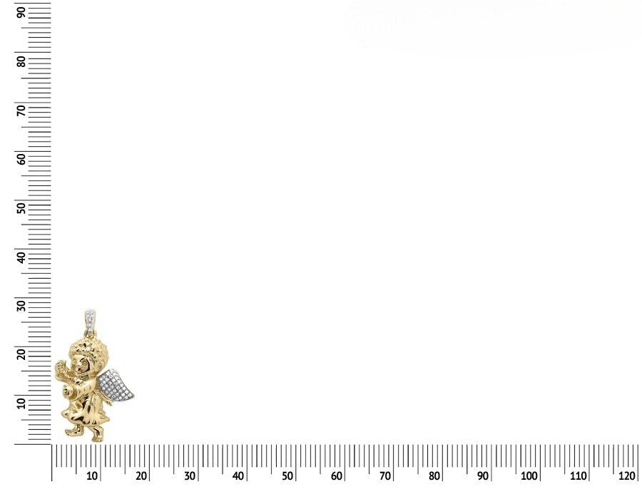 1" Yellow Gold Lab Grown Diamond Consoling Angel pendant