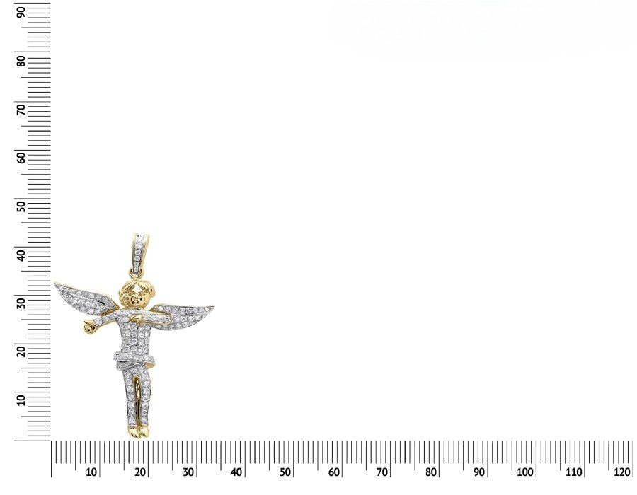 1.9" 10K Yellow Gold Lab Grown Diamond Angel Pendant