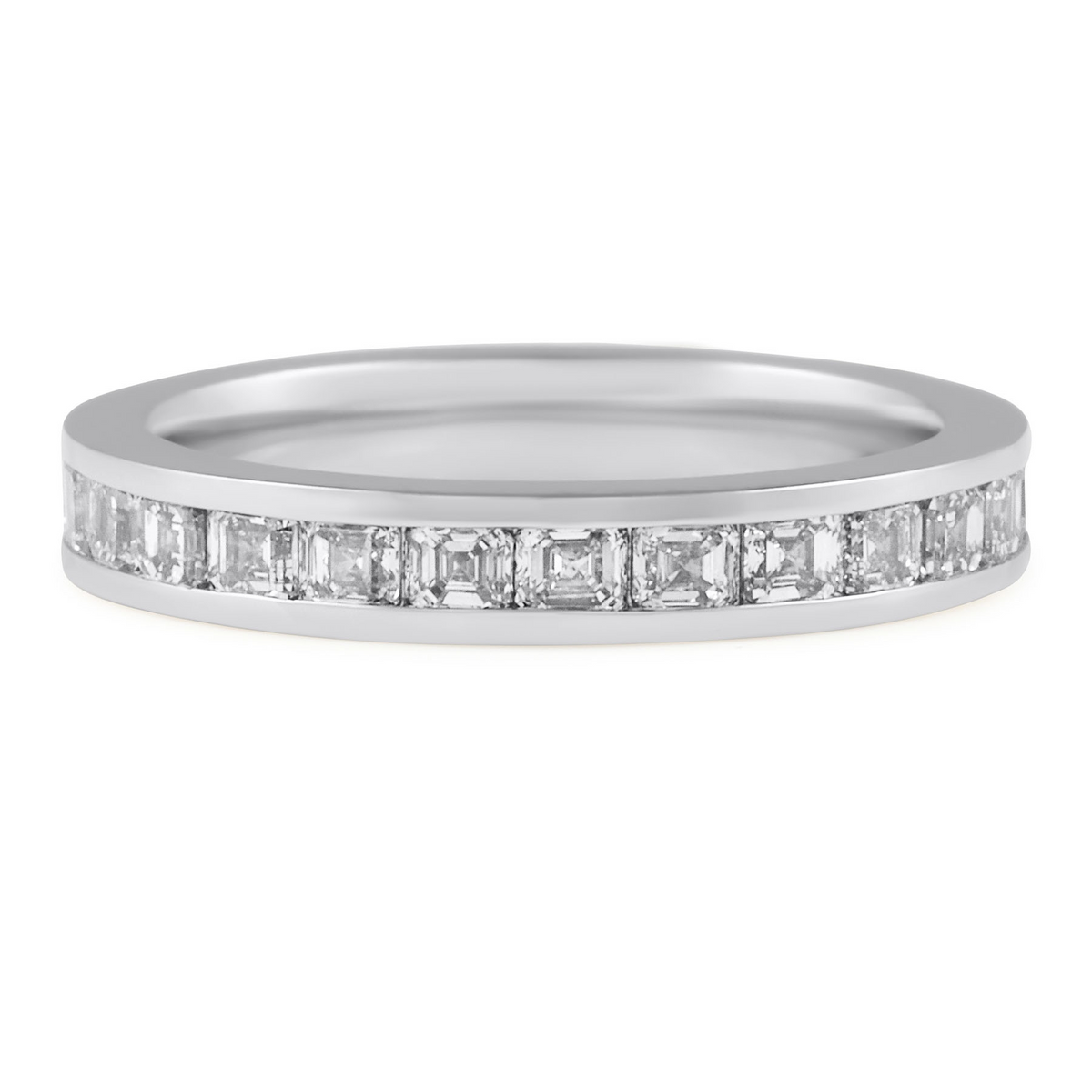 14k Rose Gold Ascher Cut Lab Grown Diamond Wedding Band