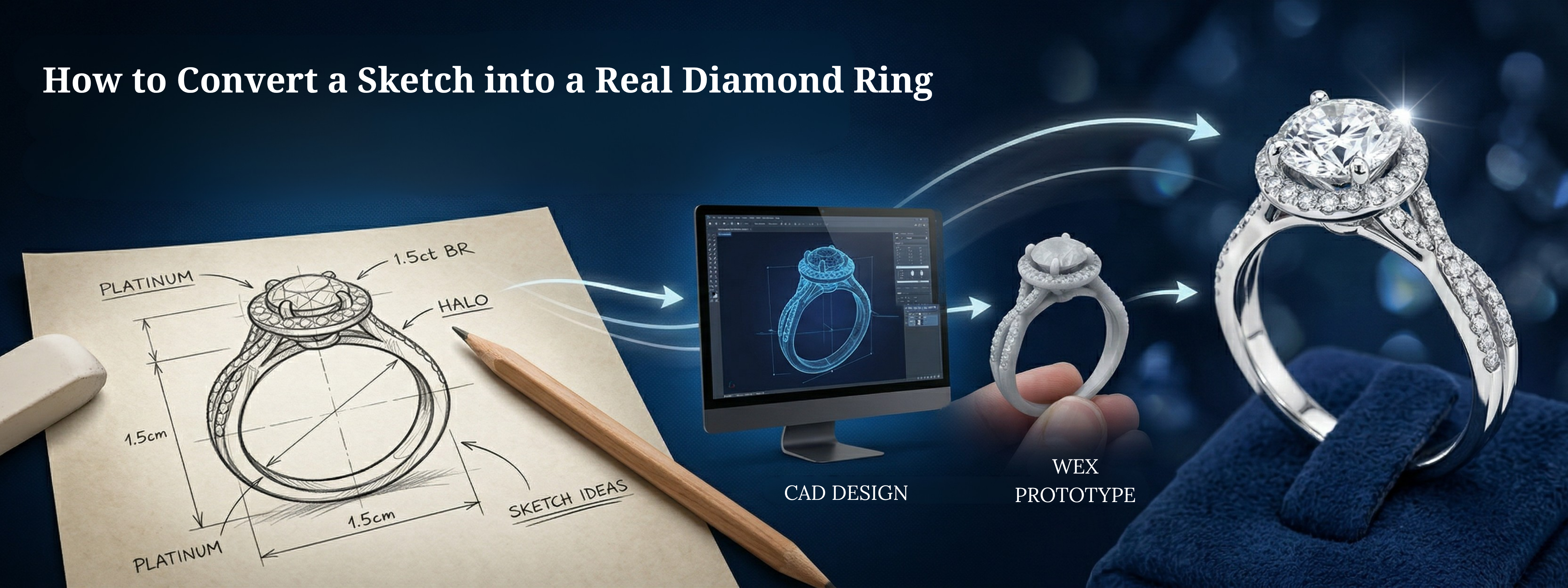 How to Convert a Sketch into a Real Diamond ring – Labgrowndiamjewel