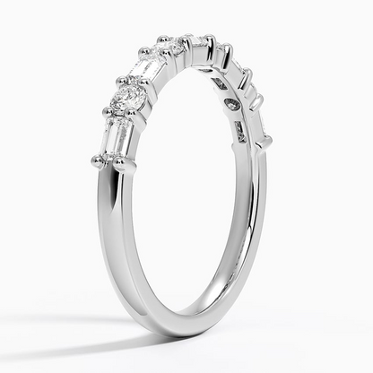 Baguette And Round Lab Grown Diamond 14k Gold Wedding Ring