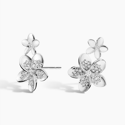 1/4 CTW Plumeria Lab Diamond Climber Earrings