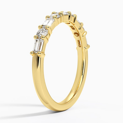 Baguette And Round Lab Grown Diamond 14k Gold Wedding Ring