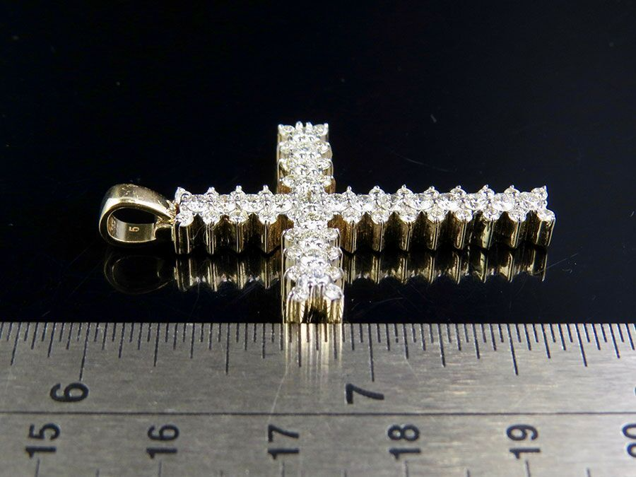 10K Lab Grown Diamond Jagged Edge Solitaire Cross Pendant
