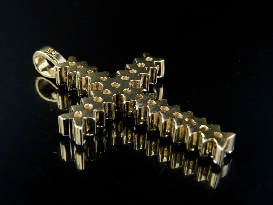 10K Lab Grown Diamond Jagged Edge Solitaire Cross Pendant