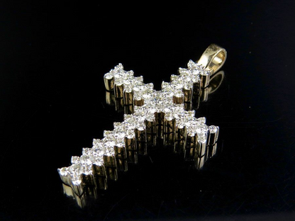 10K Lab Grown Diamond Jagged Edge Solitaire Cross Pendant