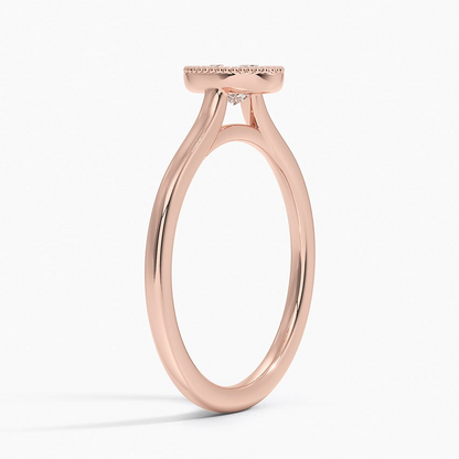 1/2 Oval Lab Grown Diamond Milgrain Bezel Solitaire Ring