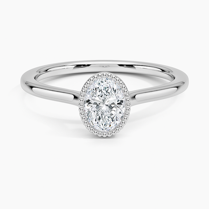 1/2 Oval Lab Grown Diamond Milgrain Bezel Solitaire Ring