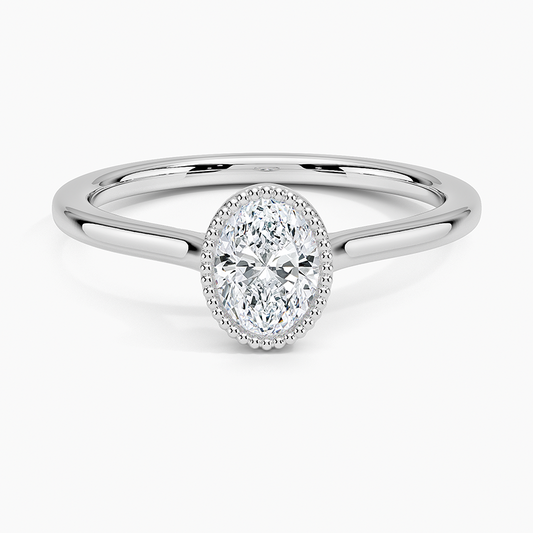 1/2 Oval Lab Grown Diamond Milgrain Bezel Solitaire Ring