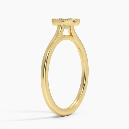 1/2 Oval Lab Grown Diamond Milgrain Bezel Solitaire Ring