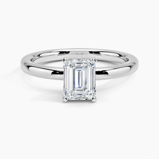 1Ct Emerald Lab Grown Diamond 2mm Solitaire Ring