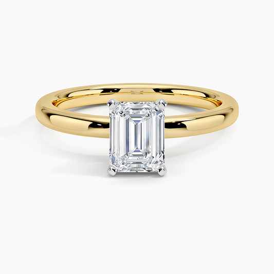1Ct Emerald Lab Grown Diamond 2mm Solitaire Ring