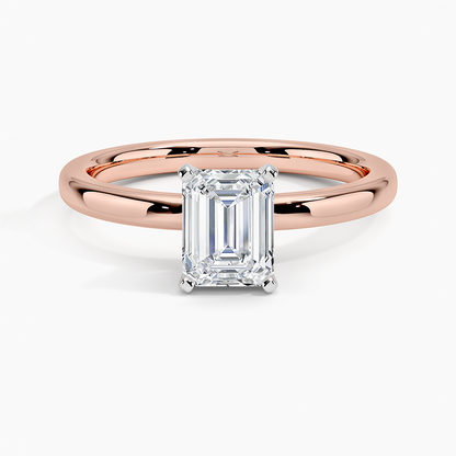 1Ct Emerald Lab Grown Diamond 2mm Solitaire Ring
