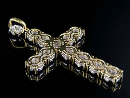 2.25 Inch 14K Lab Grown Diamond Cluster Cross Pendant